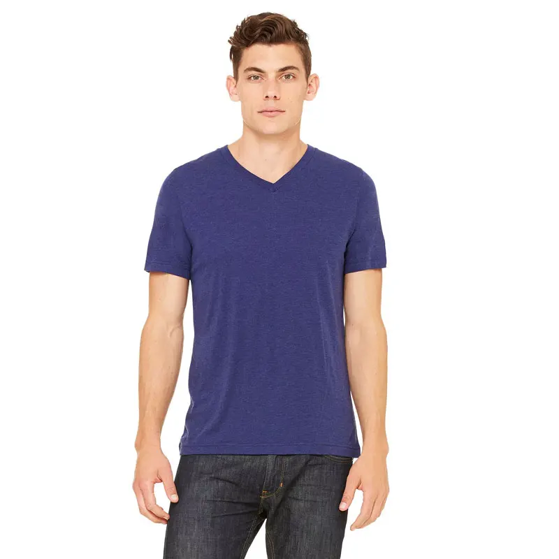 Bella + Canvas Unisex Olive Triblend T-Shirt  Denim V Neck Short Sleeves Breathable Versatile men v neck tee