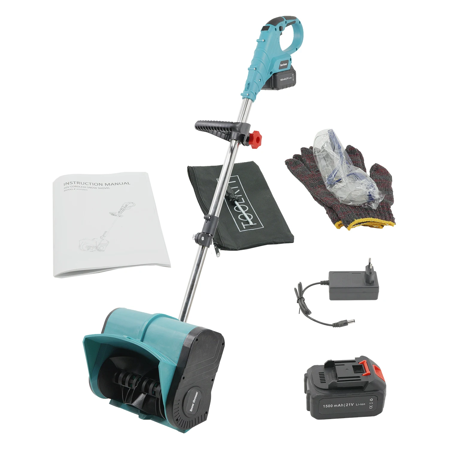 VERTAK 21V Hand-Held Rechargeable Cordless Electric Snow Shovel Telescopic Handle Winter Battery Powered Snowplow