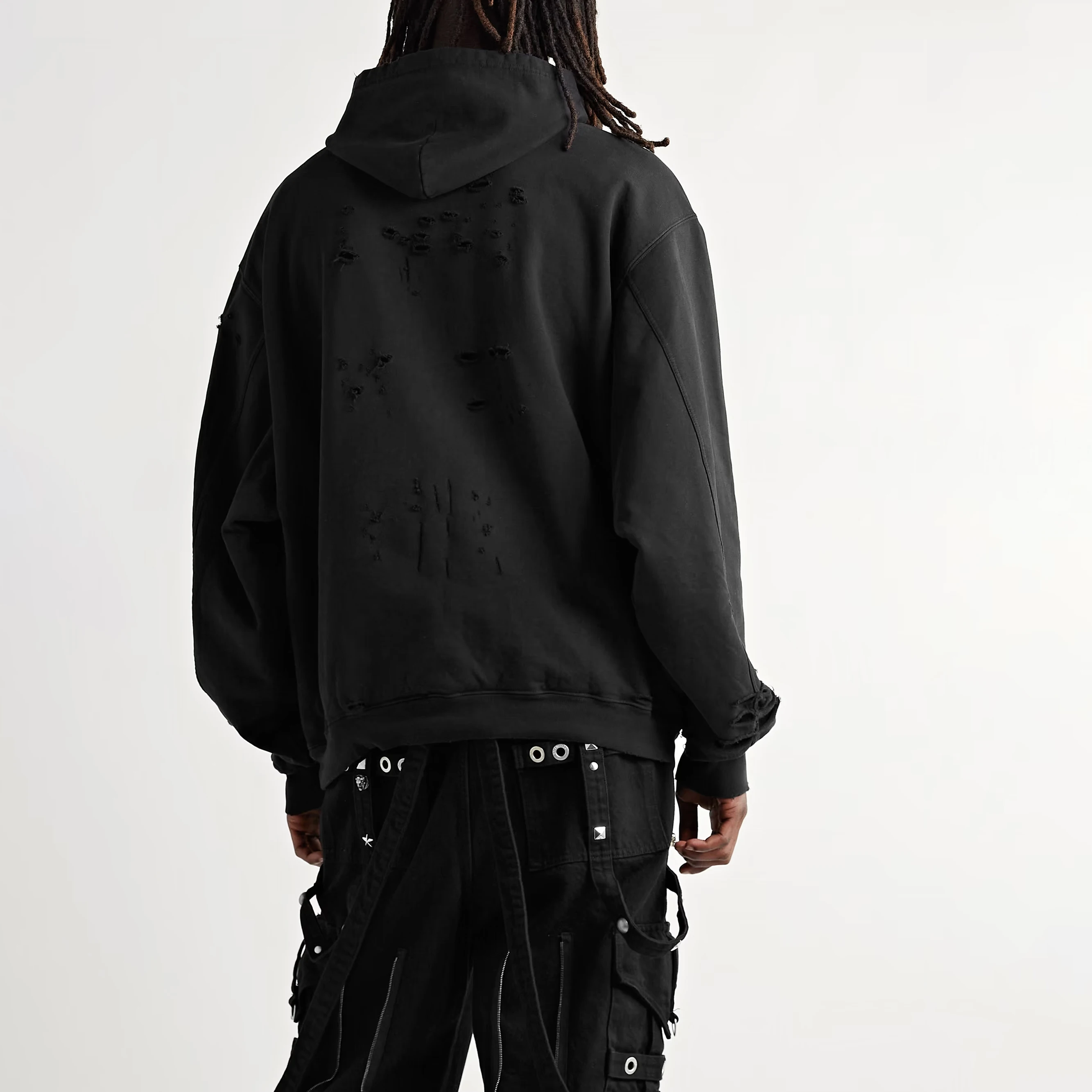 Paint Splatter Heavyweight French Terry Streetwear Vintage Stone Acid Washed Distressed Hoodies distressed patch hoodie