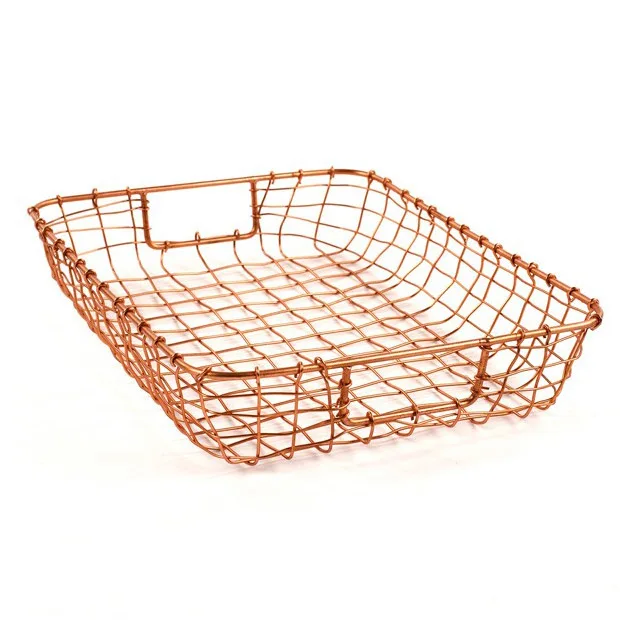 Eco Friendly Basket Kitchenware Rose Gold Color Heart Shape Vegetable Fruit Storage Wire Basket At Wholesale Price