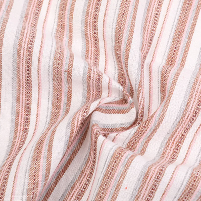 Wholesale good sale 15%linen 50%polyester 35%cotton fabric yarn dyed  stripe fabric
