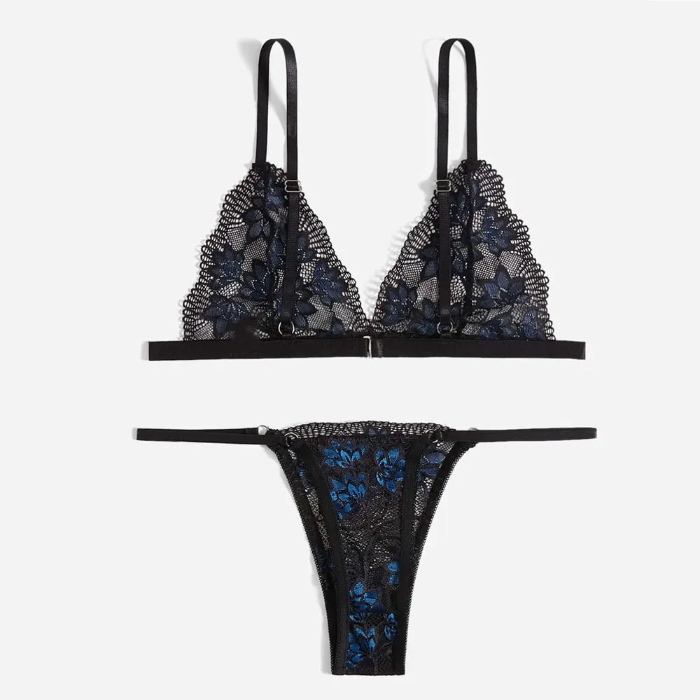 Wholesale Price Sexy Lace Mesh Bra and Panties Set / Stylish Thin Lined Transparent Set Underwear Women Lingerie