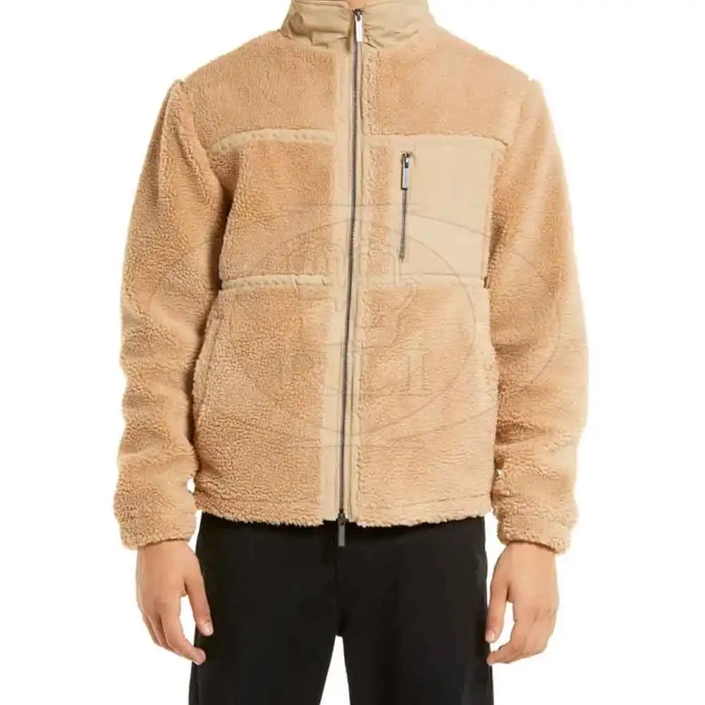 Good Quality Sherpa Fleece Custom Design Winter Thick Black And Custom Colors Sherpa Fleece Jacket for Men