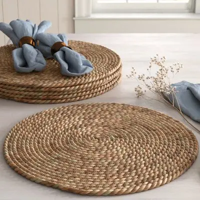 Rustic boho rattan placemats for home or event decor handmade and eco-friendly for stylish dining settings