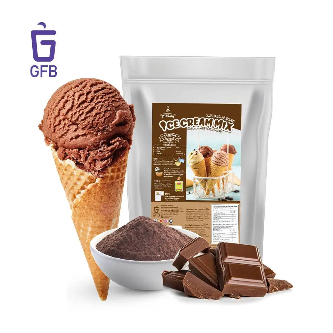 Горячая Распродажа, Малайзия, самая дешевая экспортная цена, сладкий кремовый шоколад, мороженое, мягкое подавление, смешанный порошок для магазина мороженого