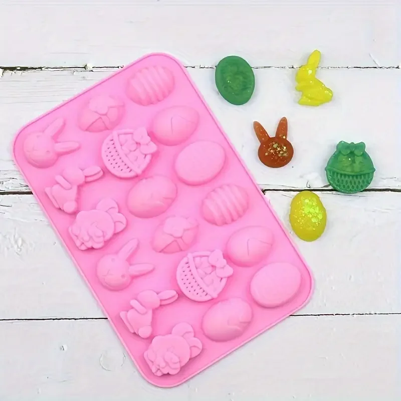 Silicone 18 Even Easter Egg Rabbit Candy Chocolate Mold Kitchen Handmade Homemade Cake Accessories Tool