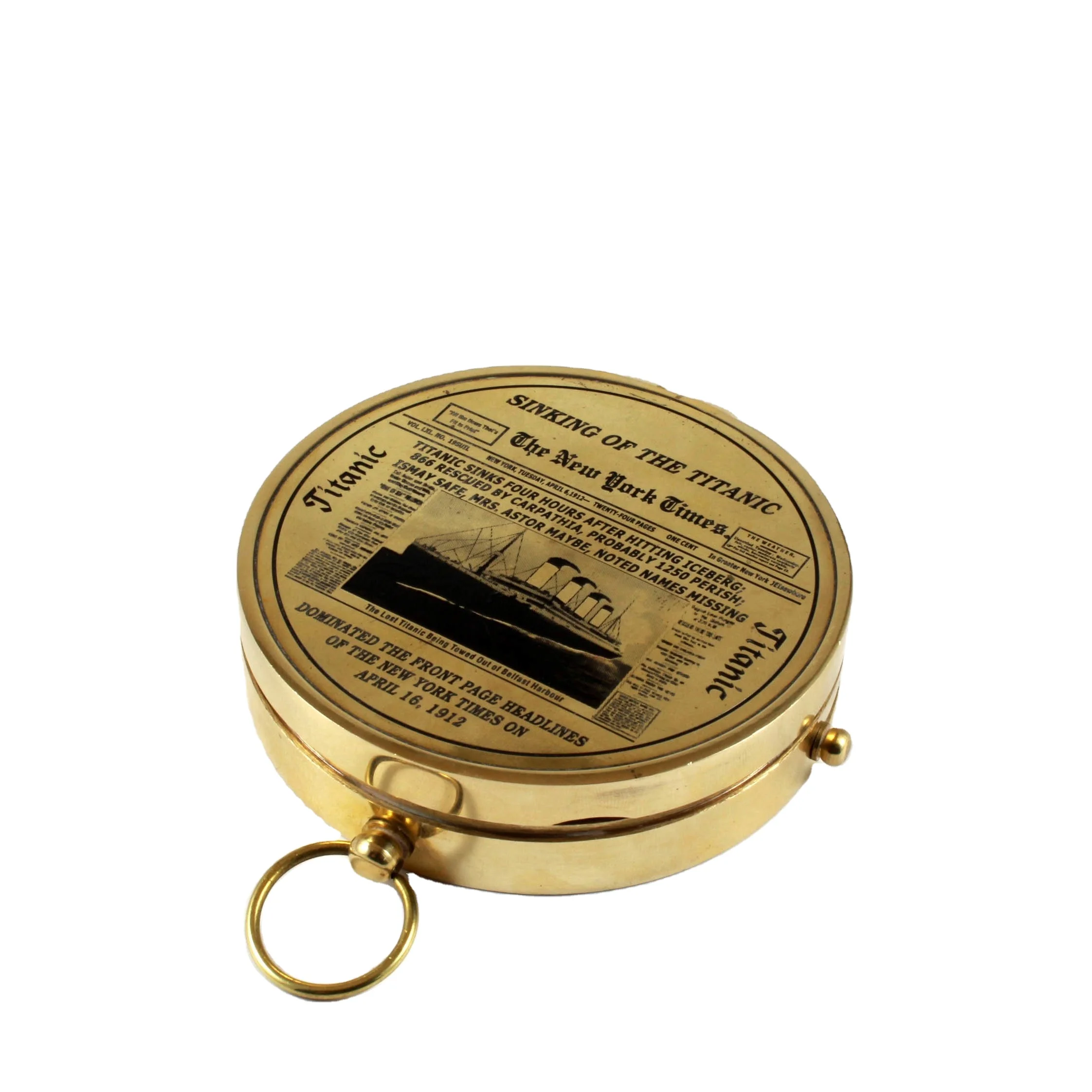 Brass Nautical Polished Finish Directional Camping Directional Compass Leather Case