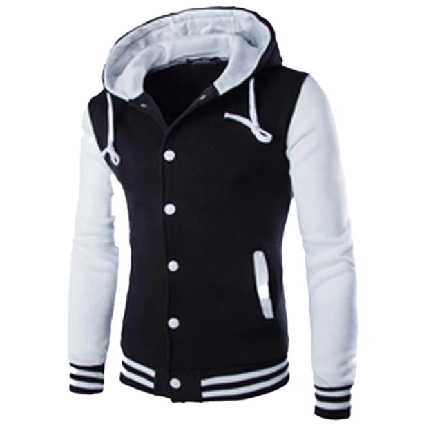 Classic Baseball Hoodies Men Spring Warm Patchwork Fleece Sweatshirts with OEM service