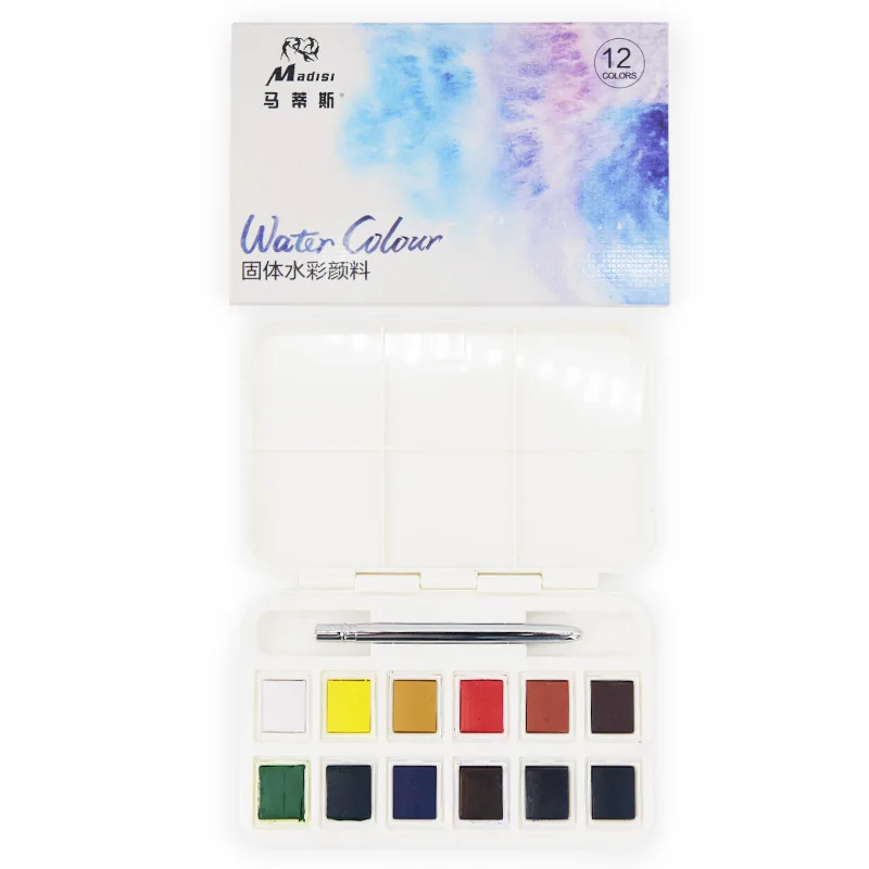 Art Supplies Removable 12 Colors Beginner Mini Paint Solid Watercolor Paint Set For Painting Lovers