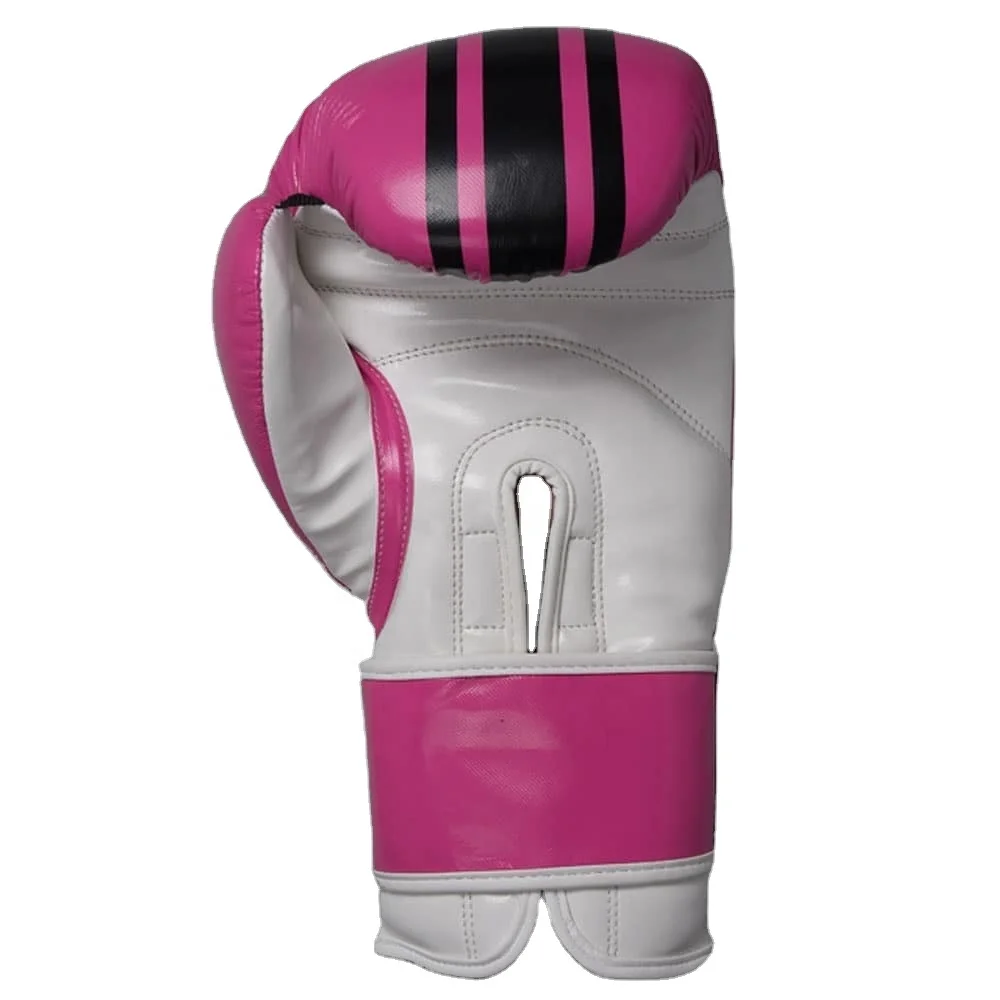 Hot Selling 14 oz Pink/White With Black Lining Custom New Design Leather Boxing Gloves For Unisex Kick Boxing Pakistan Made 2022