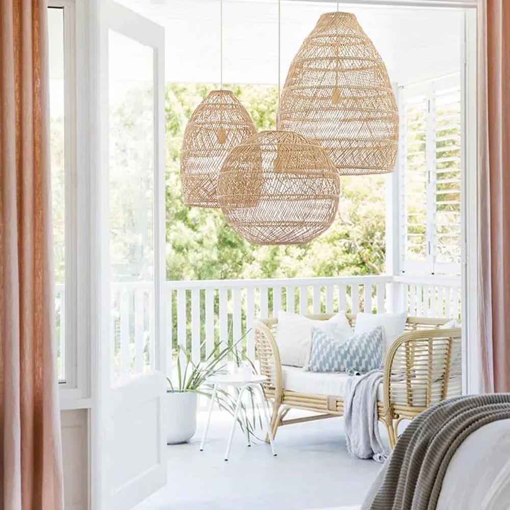 Wholesale Rattan Rattan Lampshade Cover Ceiling Pendant Lights Handicrafts Home living Room Garden Decor Handmade by Artists