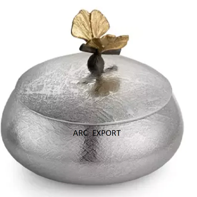 Aluminum With Fancy Designer With Glass Metal Sweets Box With Designer Luxury Spoon Ware Sweets Box For Selling