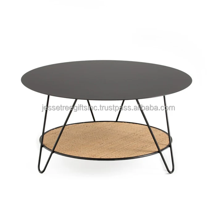 Metal Sheet Strips Accent Table With Antique Gold Finishing Grass Design Excellent Quality With Round Glass Top For Living Room