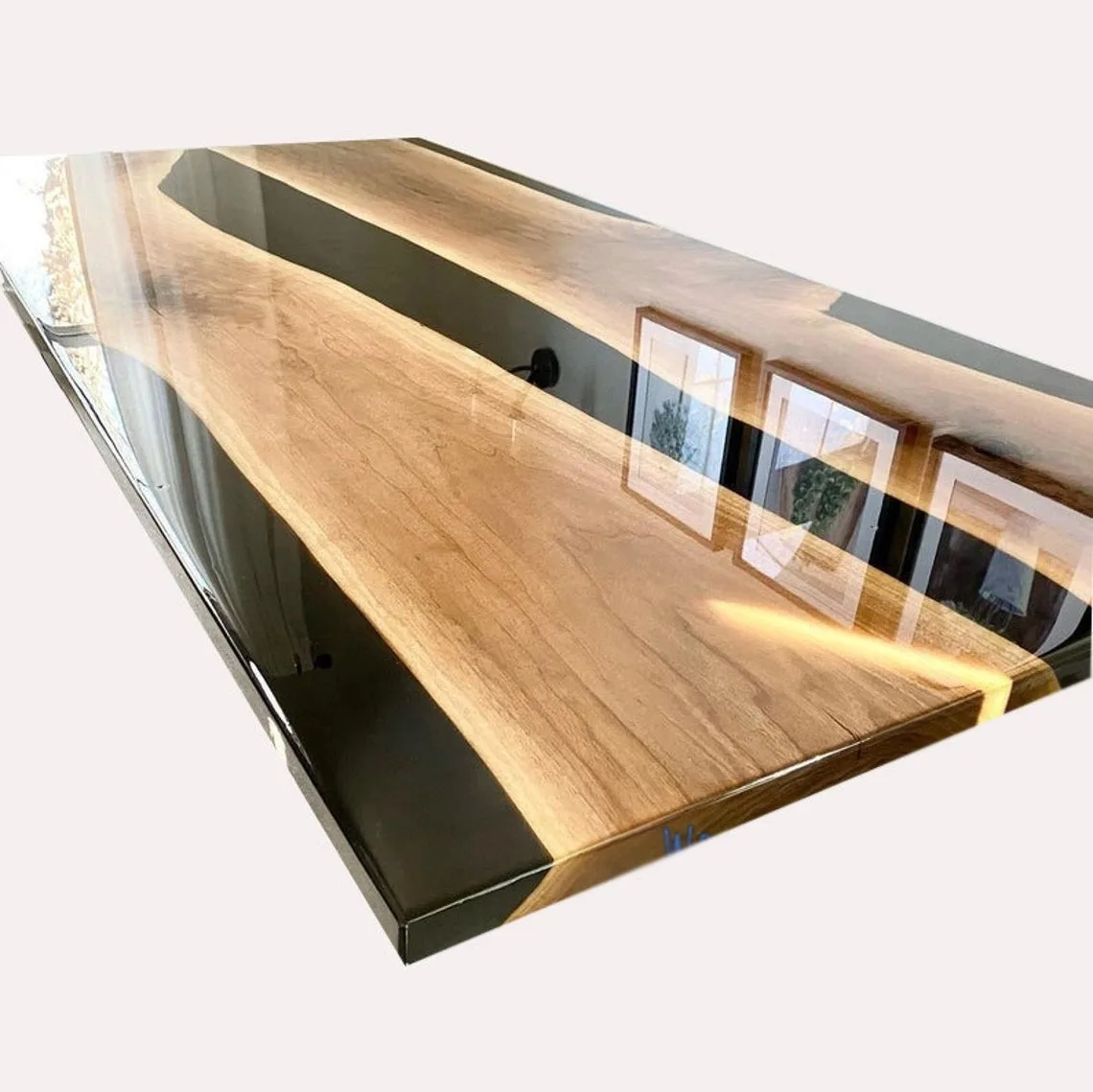 Epoxy Clear Resin Dining Coffee Top Handmade Wood Furniture Walnut Wooden Custom Center River Kitchen Decor Edge