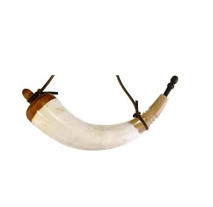 Powder horn with best quality and cheap price black Buffalo\ox powder horn for powder for unpolished for single packing