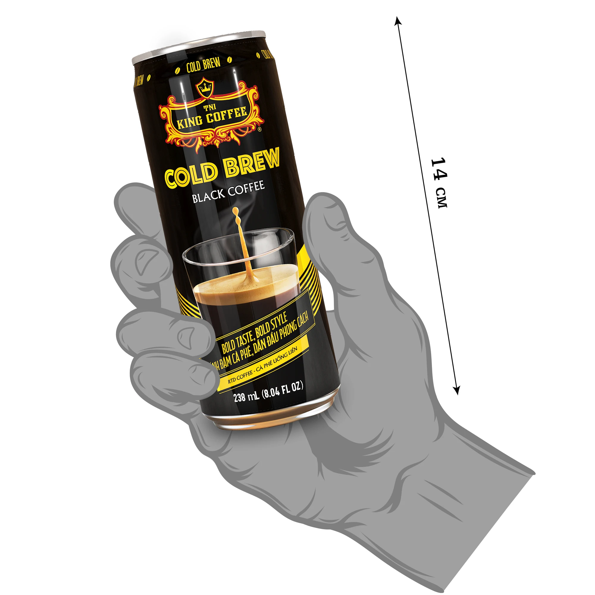 KING COFFEE - Best Taste  Product Cold Brew Black Coffee Can 238 ml Famous Private Label Vietnamese coffee Ready to Drink