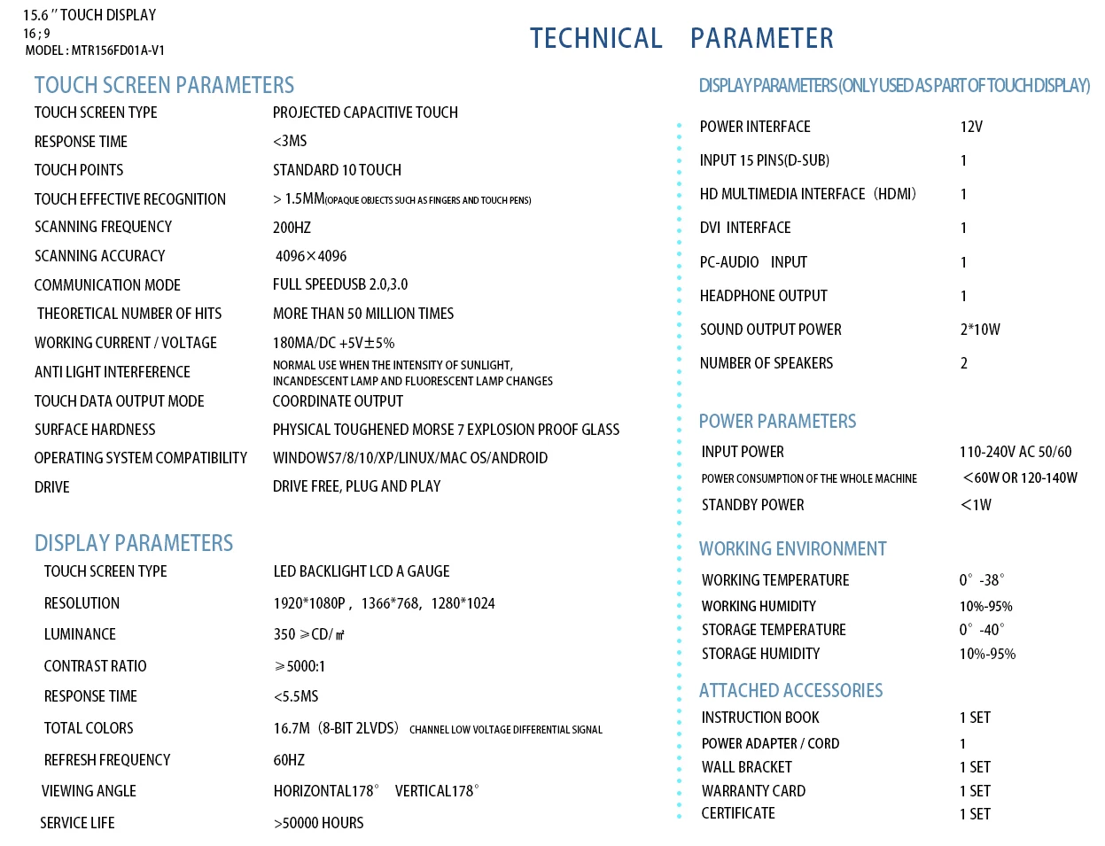 1920x1080 промышленный монитор с открытой рамой 15,6 дюйма, сенсорный ЖК-монитор с открытой рамой общего назначения