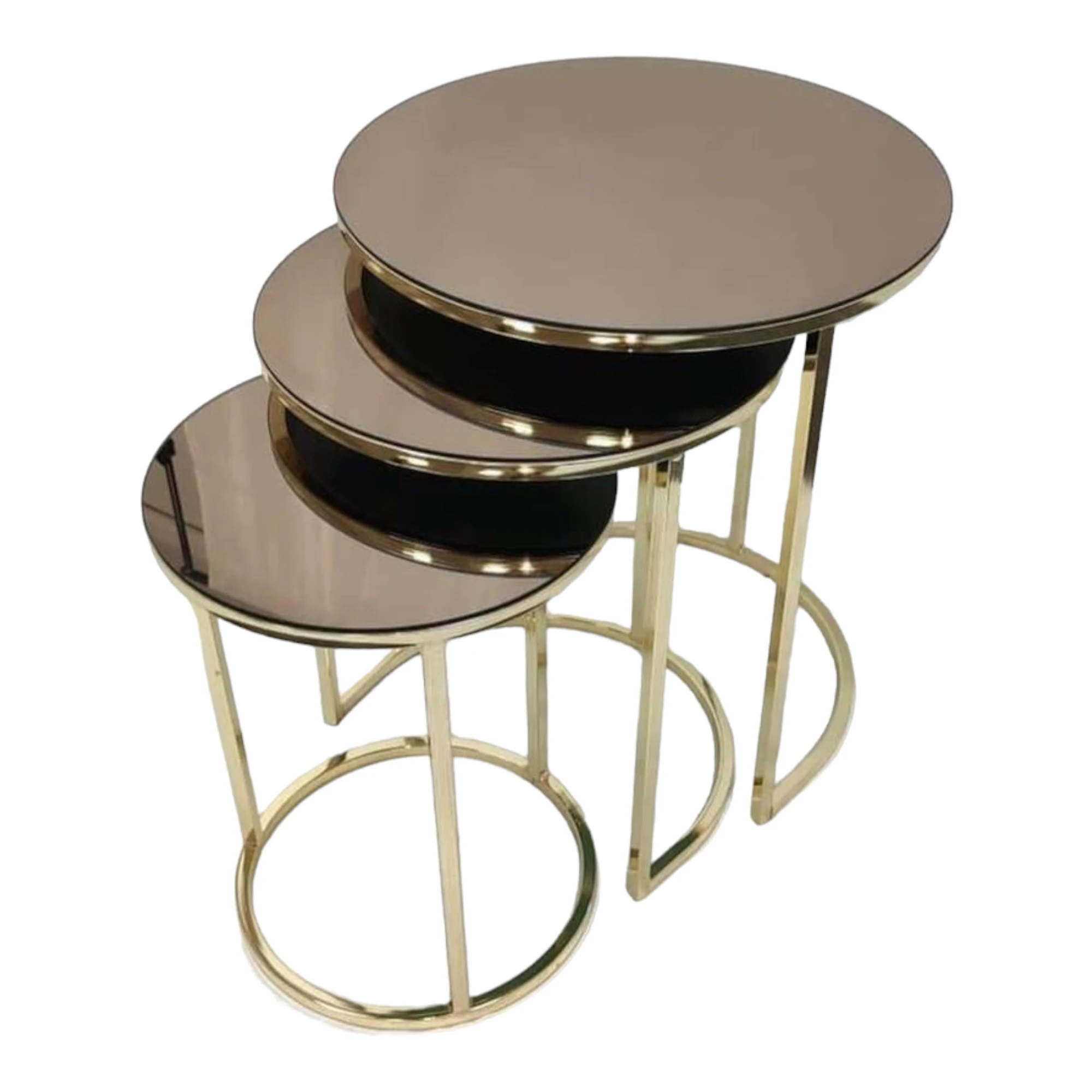 Customized Metal Frame Modern Coffee Table Set with  Marble and Glass Top Nesting Tables for Living Room Furnishings From India
