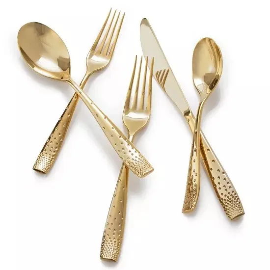 Золотистая и серебристая металлическая ложка вилка для фруктов хит продаж декоративные столовые приборы ручной работы