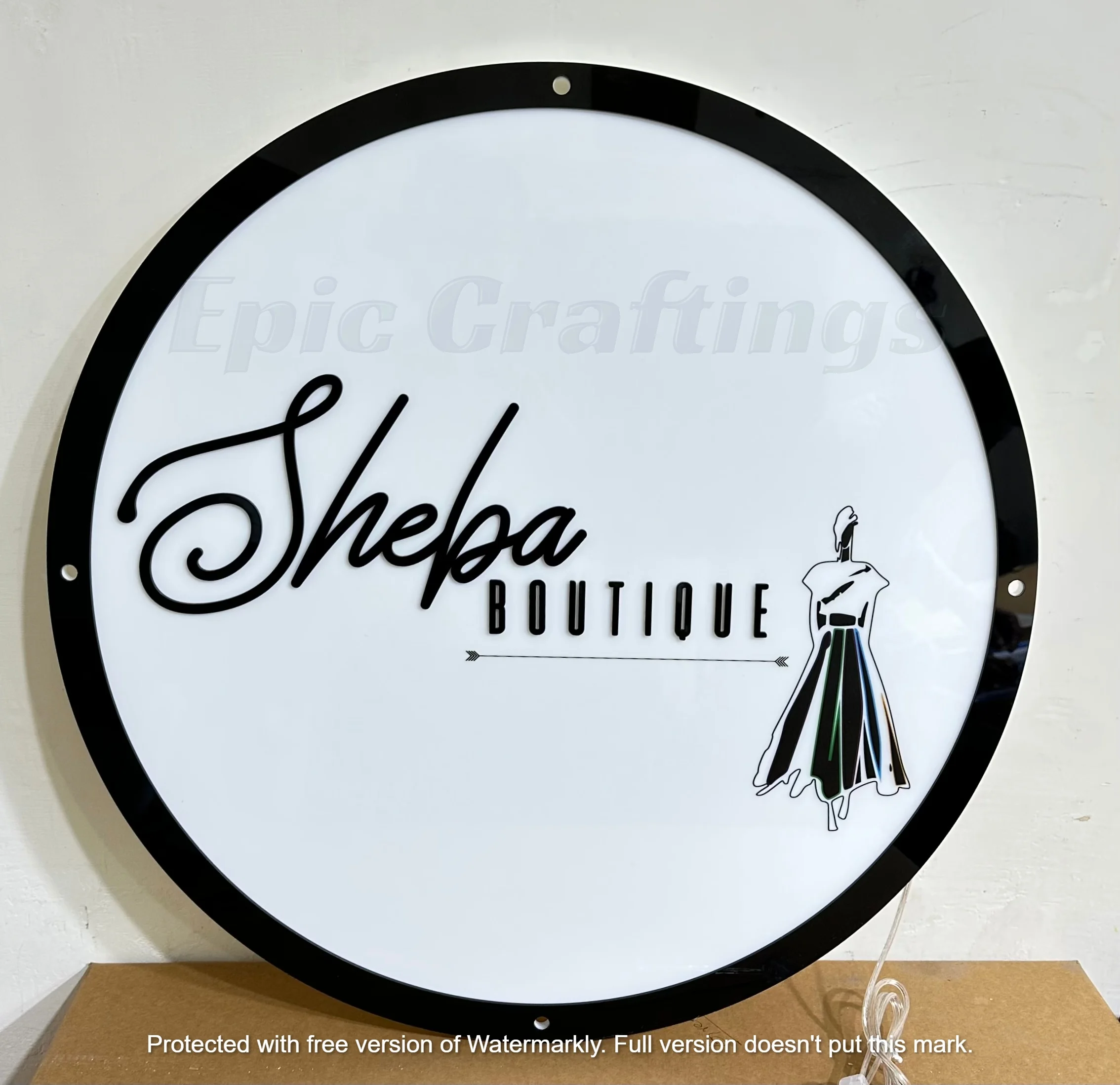 Custom Boutique UV Printed Acrylic Backlit Signs for Businesses, Home, Offices and Out door Circle  Acrylic Backlit Signs