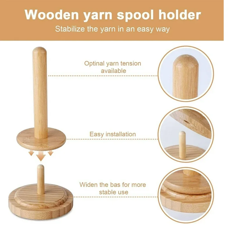 Wooden Yarn Holder With Crochet Accesories Spool Holder With Twine Available At Wholesale and Factory Price From Indian Exporter