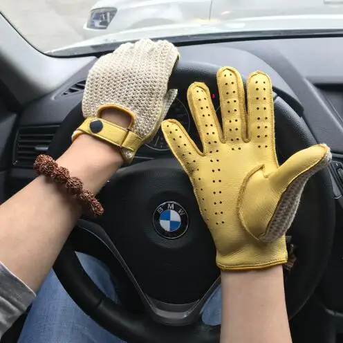 High quality Crochet Gloves Sheepskin Genuine Leather Unlined Heritage Crochet Riding Glove