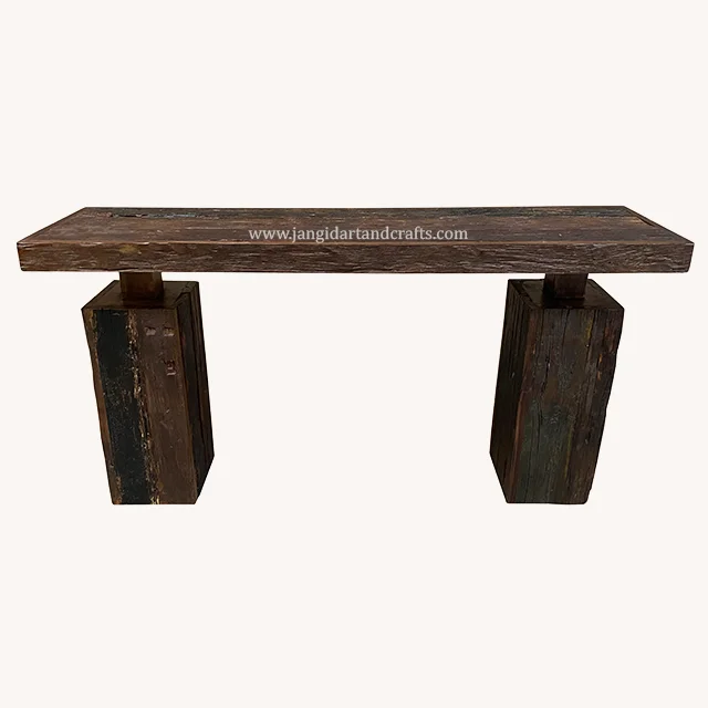 Industrial Vintage Console Table Jodhpur Old Wooden Railway Sleeper Wood Antique Recycled Rustic Style Home Furniture Exporters