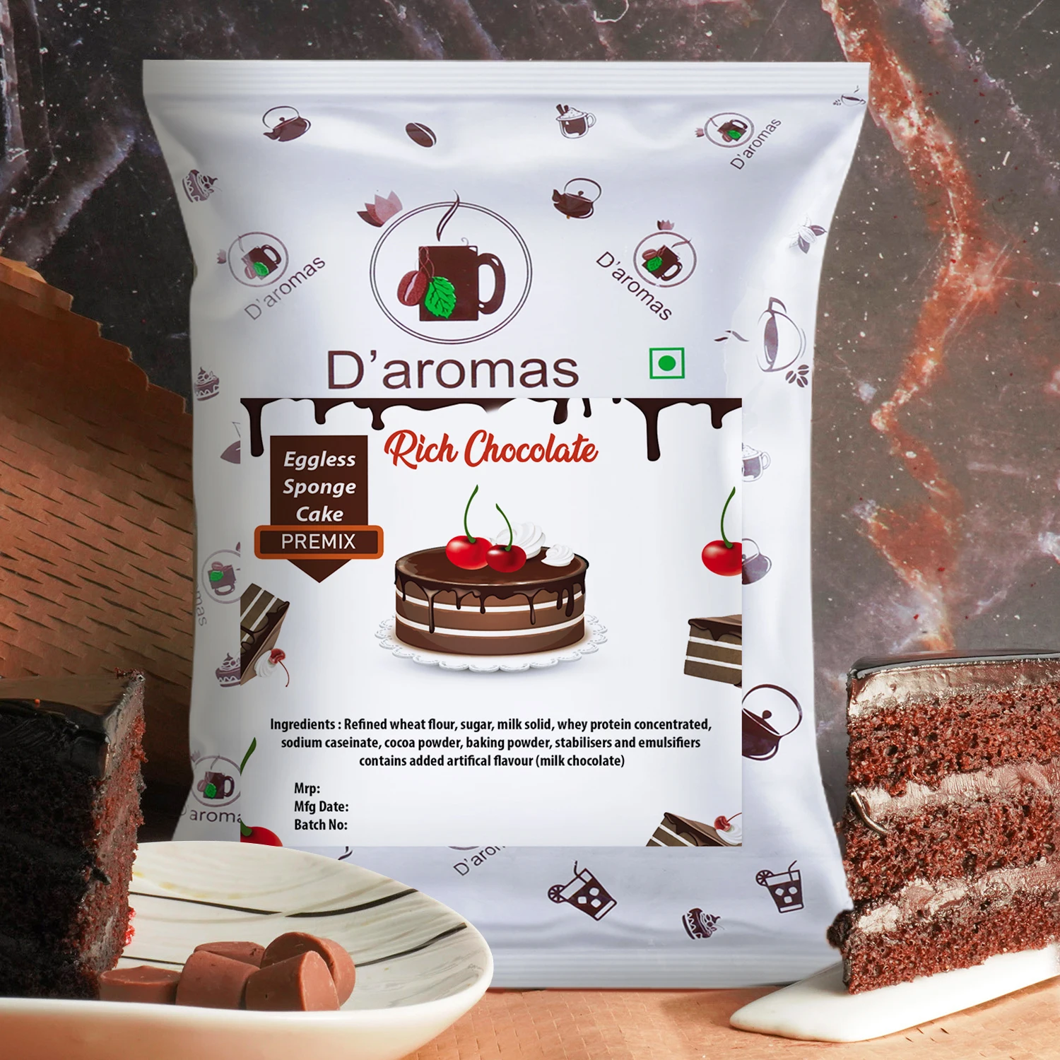 Chocolate Cake Premix 1kg, Instant Chocolate Cake Premix Powder, Egg Free Premium Cake Premix