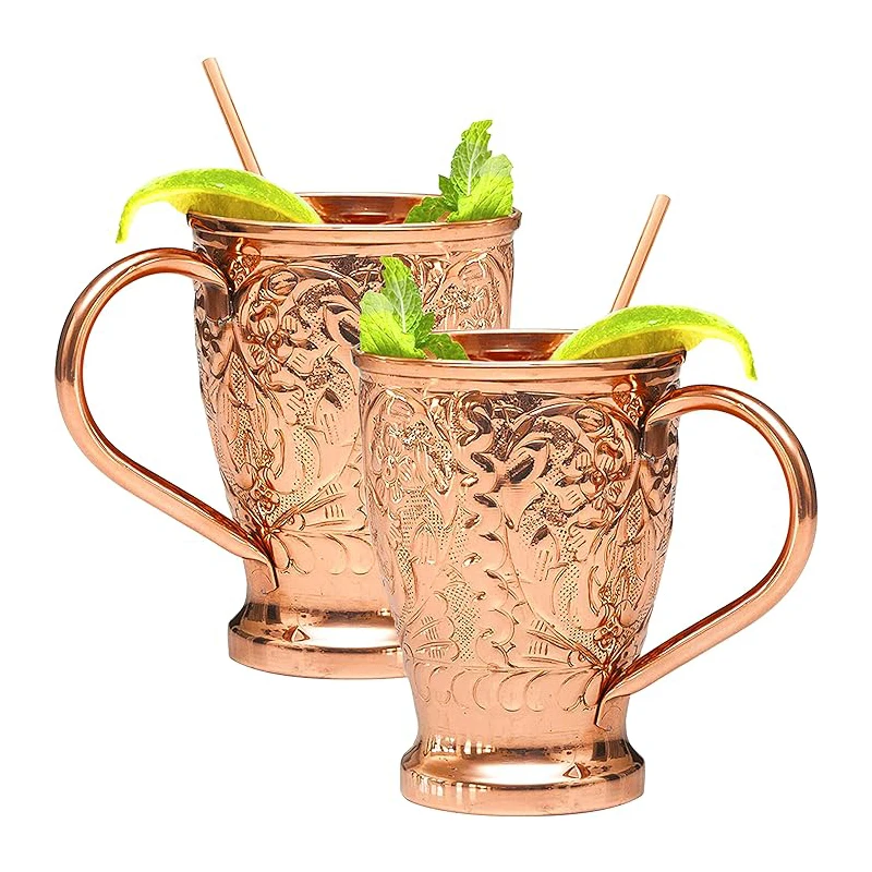Latest Moscow mugs pure copper best selling prices copper mugs party Enjoy exclusive embossed craft products