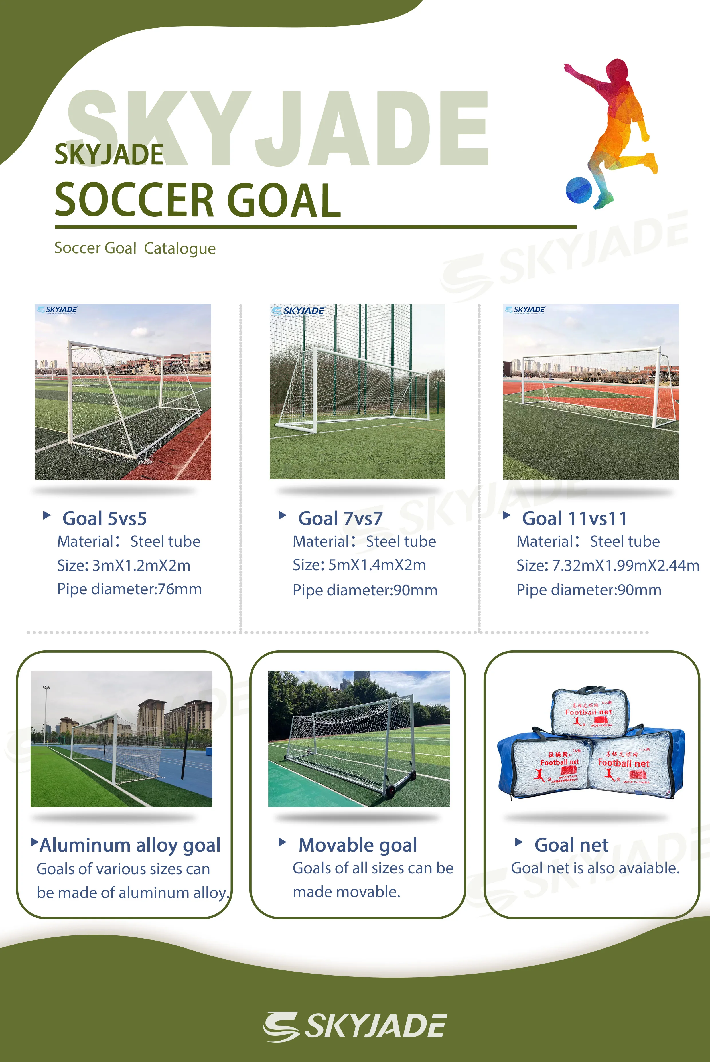 Elegant & Durable 11-a-side Aluminium Football Goal for Outdoor Soccer Sports Equipment for Fields & Courts