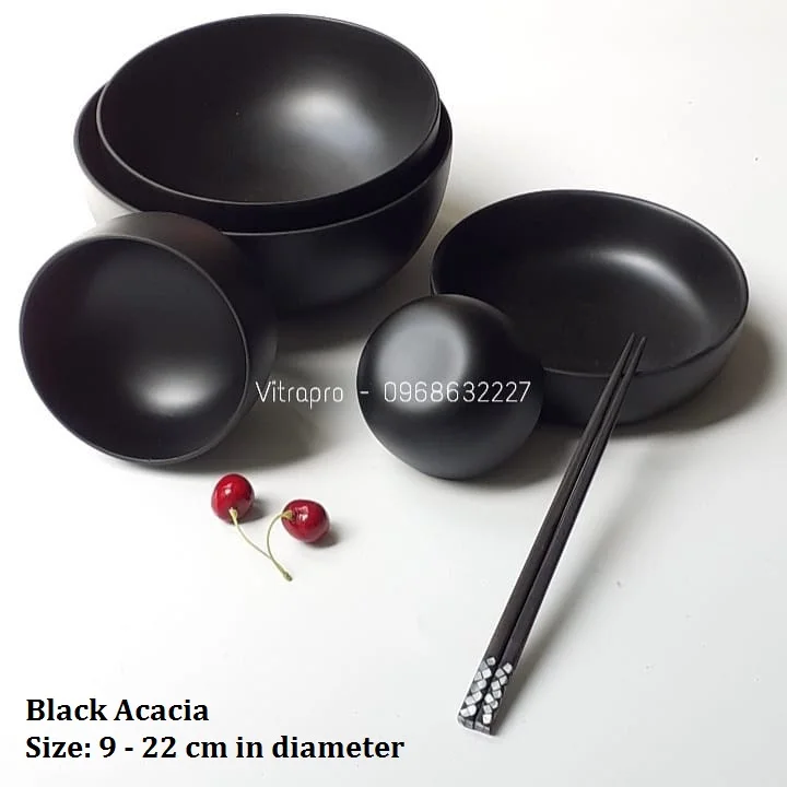 Eco Friendly Salad Bowl Durable Wooden Acacia Wood Customized Size Logo Wholesale High Quality Serving For Soup Food For Kitchen