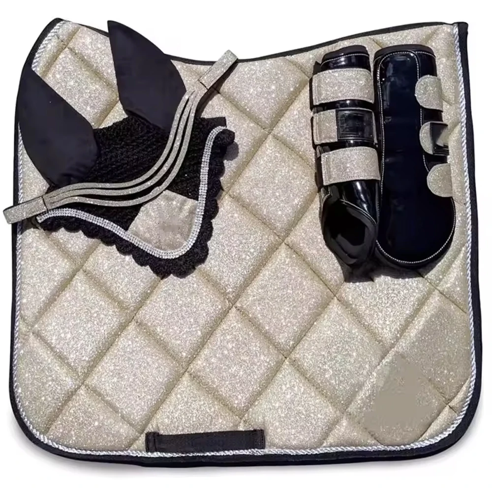 High Quality Matching Saddle Pad set with horse boot bell boot lead halter Wholesale Stylish Equestrian Products Saddle Pads Set