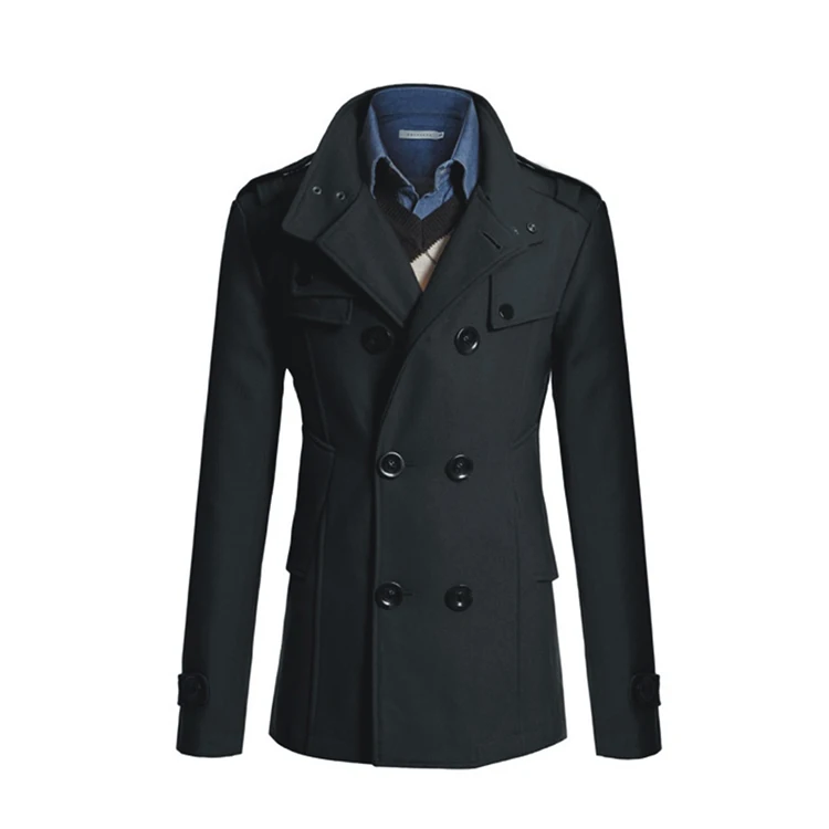 Large Lapel Turn-down Collar Slim Fit Overcoat Medium Long Classic Oversized Polyester Utility Male Trench Fox Jacket Man Coat