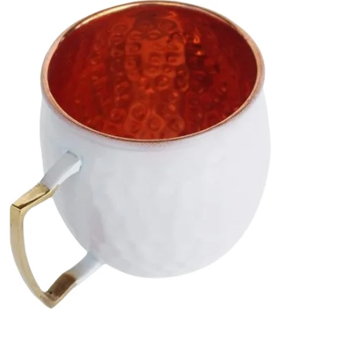 White Powder Coated Moscow Mule Mugs 18 oz Copper Mug with Brass Handle Factory Direct Chilled Drinks Cocktails Cups