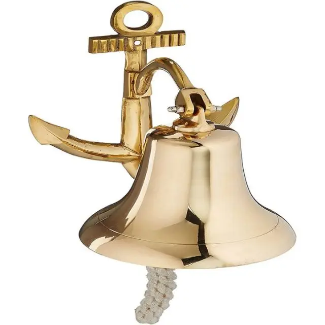 Brass Door Bell With Anchor Handle - Wall Mounted Ship/ Office/ Home Decor