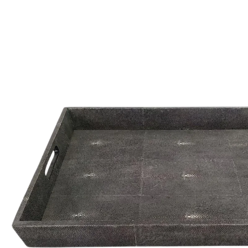Современный роскошный прямоугольный декоративный искусственный шагреневый поднос для кофейного столика оптом