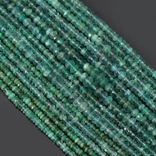 Emerald Bead Beautiful Green Color Roundel Shape Faceted Loose Jewelry Making Strand Precious Gemstone Beads