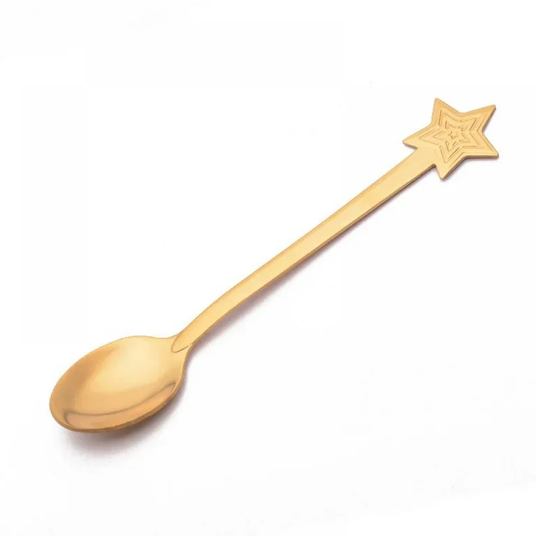 Palm Tree Handle Coffee And Tea Spoon With New Look Design Handmade Gold Plated Baby Spoon Set