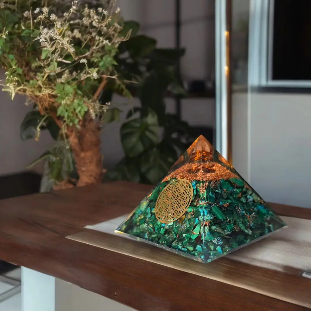 Orgone Pyramid Natural Malachite With Chrysocolla Buy Best Selling Emf Protector Orgonite Chakra Gemstone Pyramids For Healing