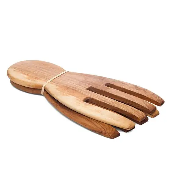 New Arrival 2024 Soft Custom Hand shape Tools Wooden Salad Server Easy to Use Hands for Mixing lots of vegetable items