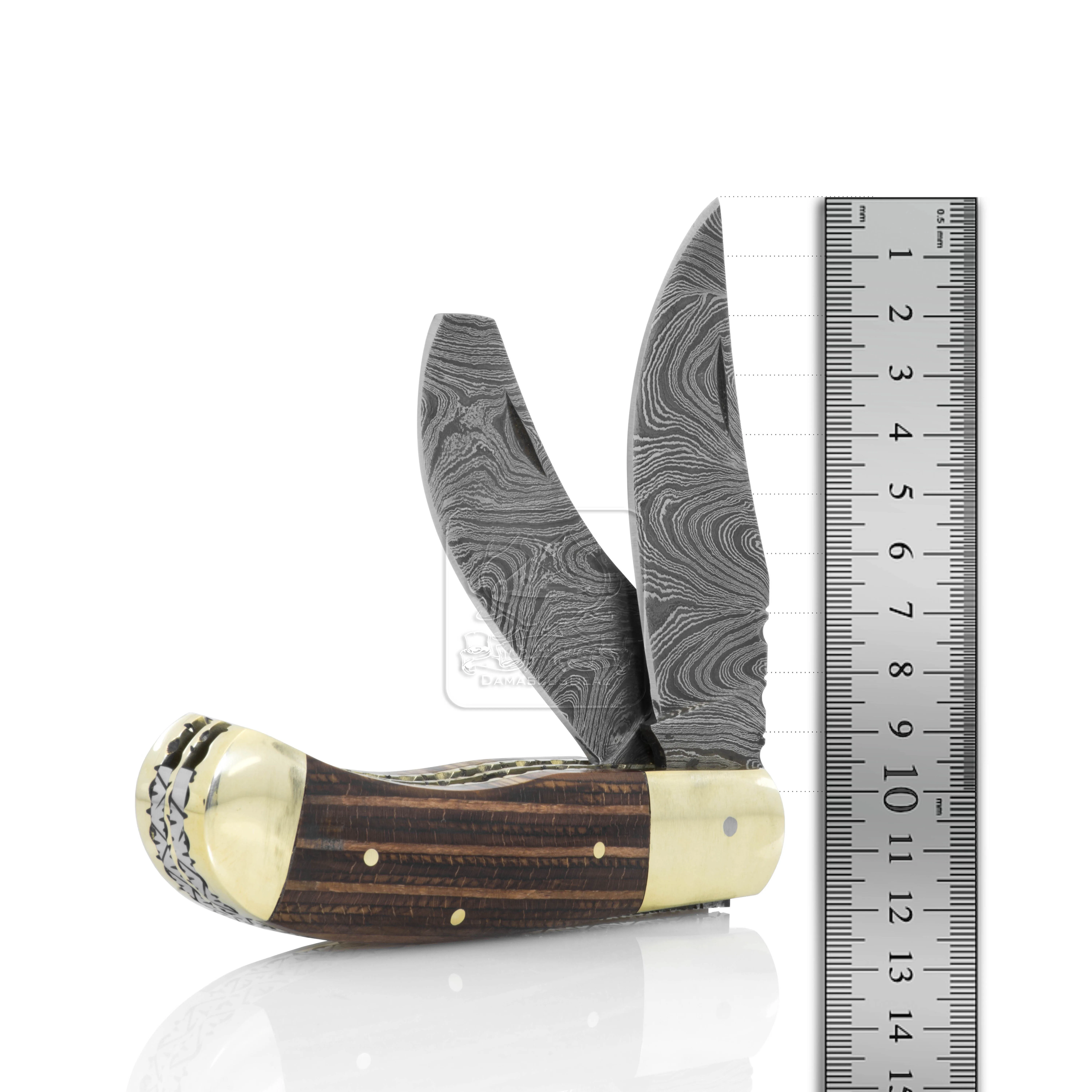 DD-FK-760 Dual Blade Pakkawood Handle Outdoor Blanks Edc Camping Survival Tactical Damascus Steel Folding Pocket Knife