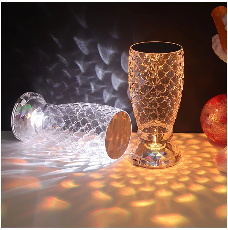 Bar Restaurant Hollow Fish Scale Decorative Lighting Remote Control Led Lamps for Dining Table Bedside Crystal Touch Light