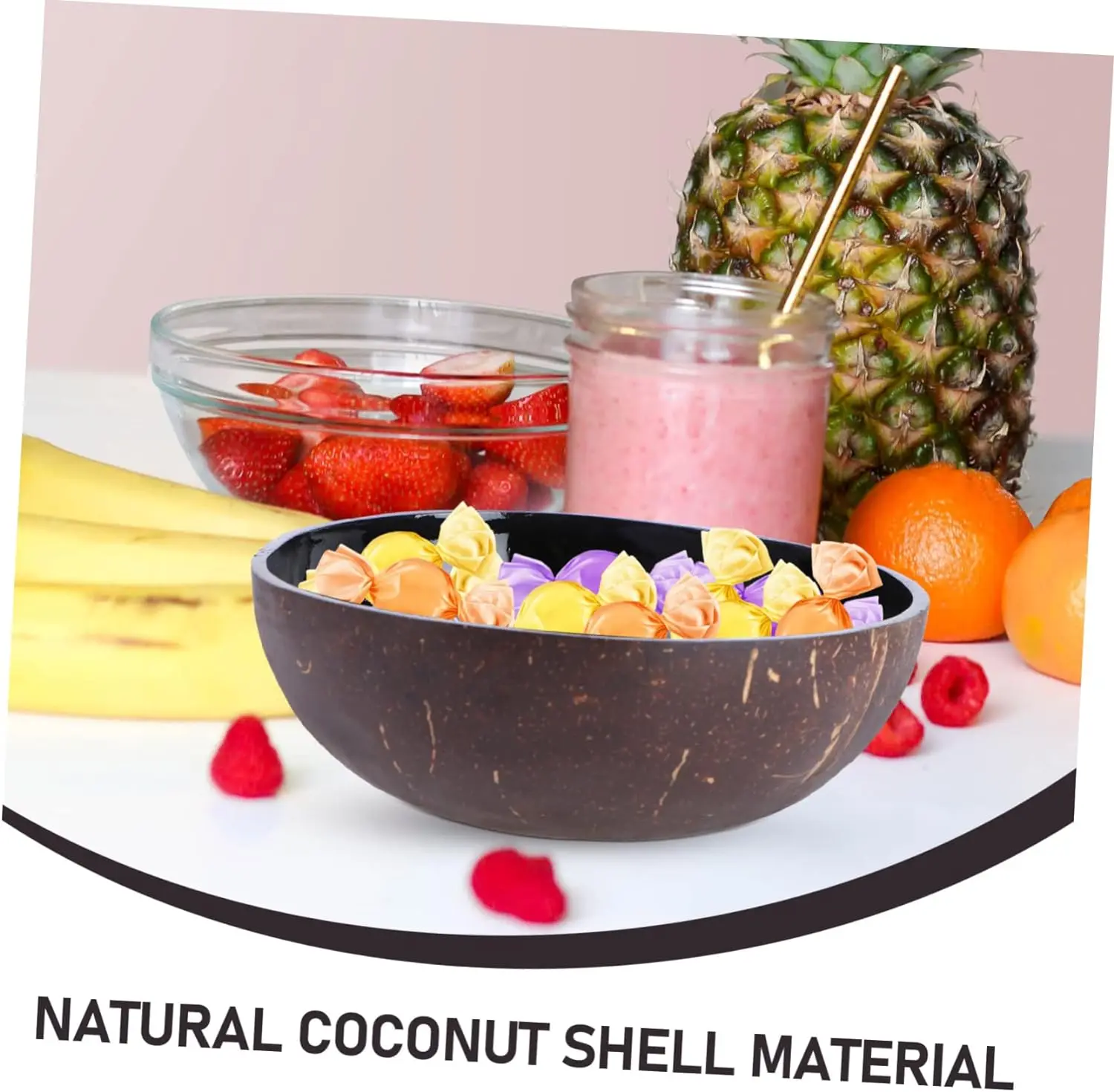 Natural Coconut Shell Bowl Wooden Bowl for Fruit Salad Outdoor Tableware Dinning Wood Bowl