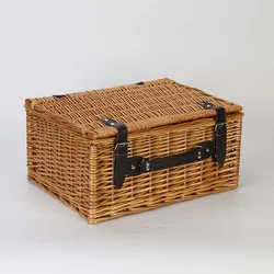 Wicker gift hamper basket round willow empty picnic basket with lining