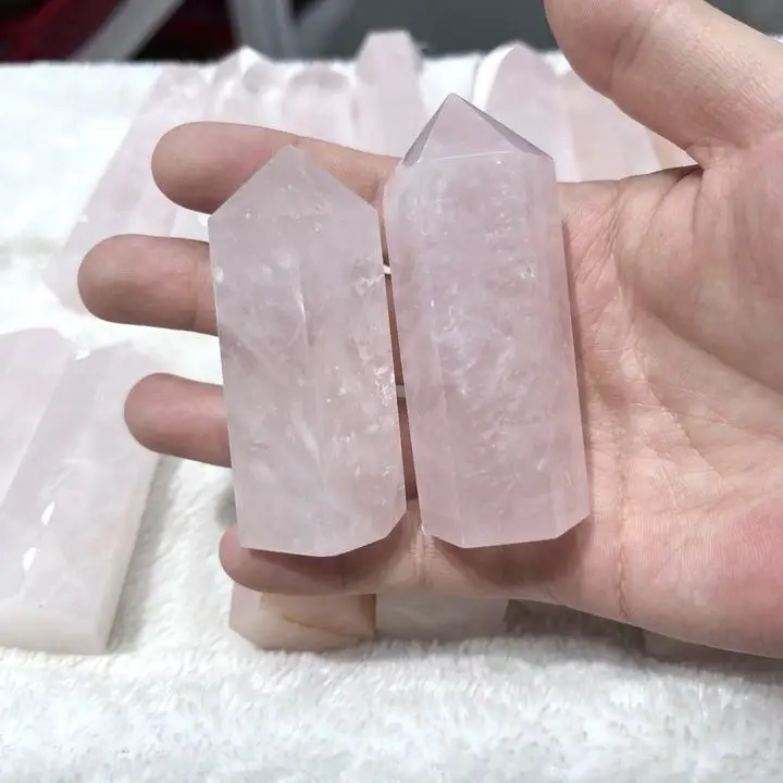 High Quality Pink Rose Quartz Crystal Tower Wholesale Natural Crystals Stones Small Rose Quartz Tower For Decoration