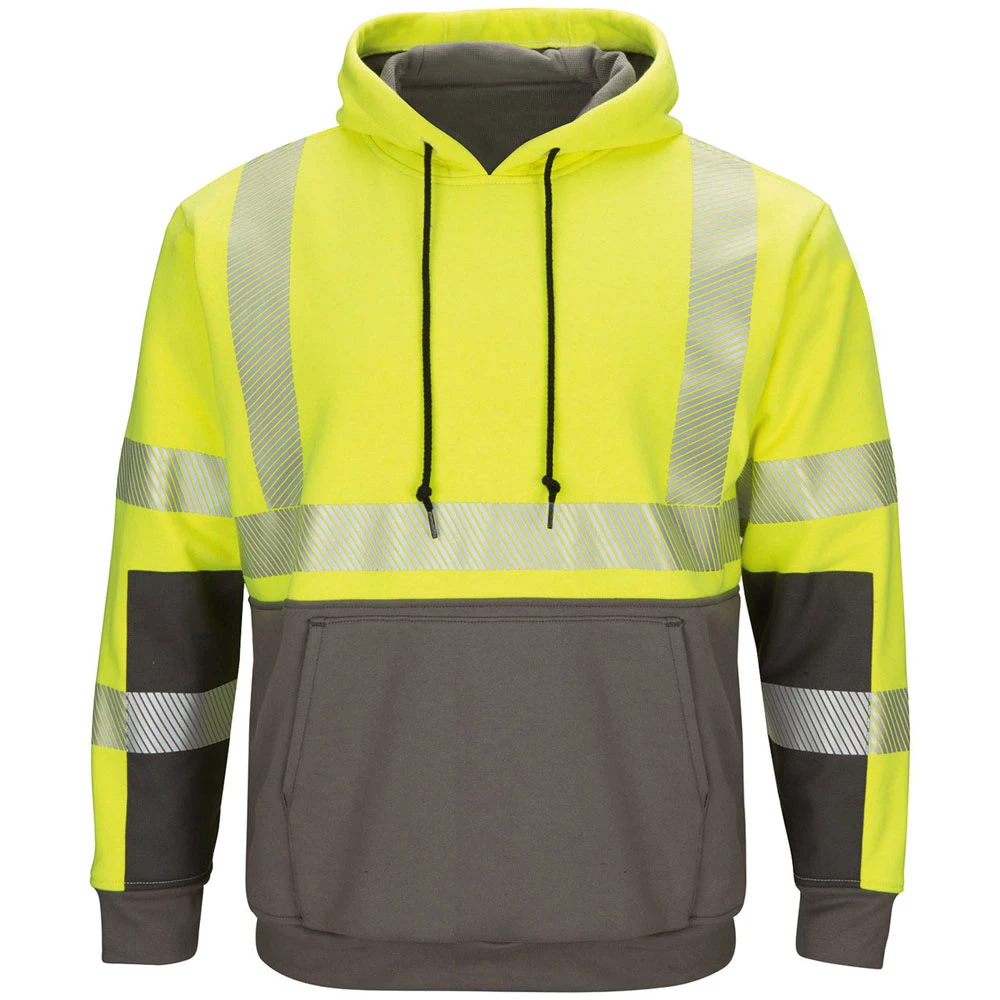 Толстовка с капюшоном Hi Vis 100% Полиэстеровая ткань застежка-молния класс 3 светоотражающая защитная одежда защитные толстовки для