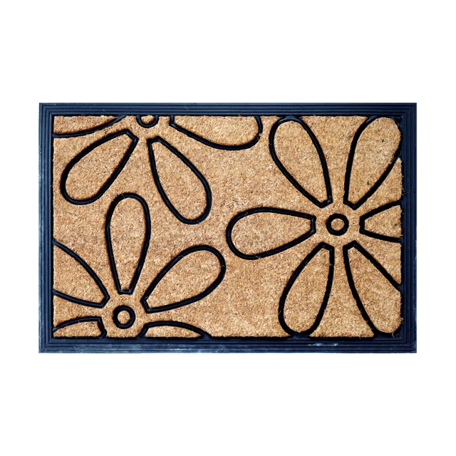 Natural Coir Modern Doormat Long-Lasting  Thick Entryway Rug for Indoor & Covered Door Entrances RUBBER COIR BRUSH MAT