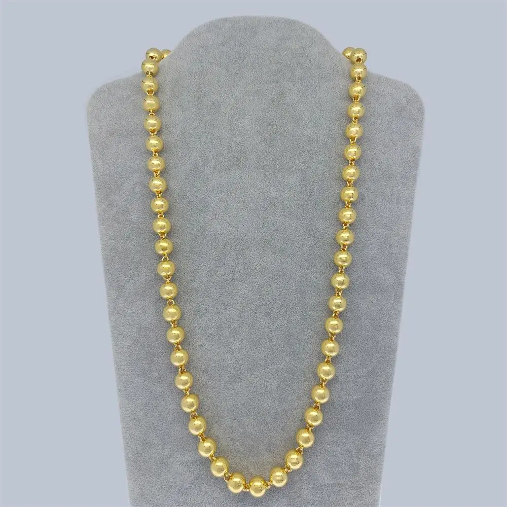 Classic Design Factory Price 24K Yellow Gold Filled 8.2mm Beads Mens Gold Plated Chain