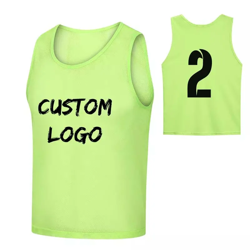 2022 Mesh Team Practice Bibs Pinnies Jerseys Soccer Uniform Training Vests for Sports Bag Accessories OEM