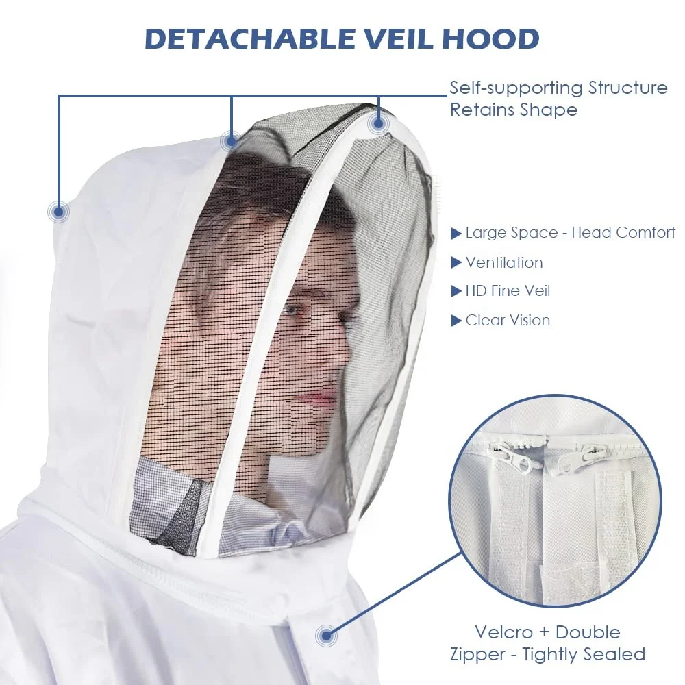 Bee Suit Protective Breathable Beekeeping Keeping Overall Protection Clothing for Beekeeper